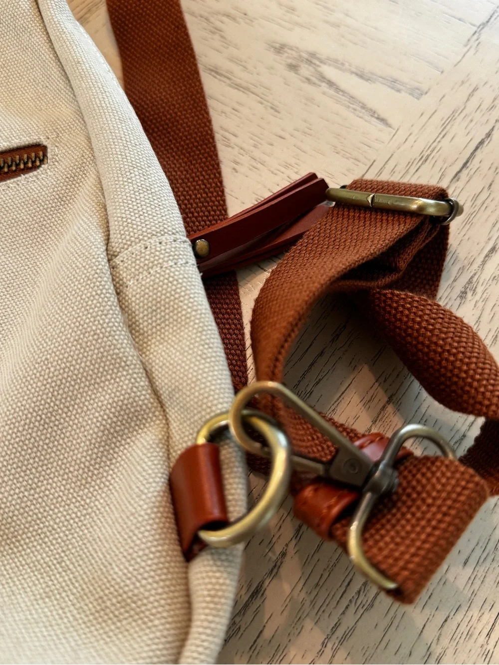 Antik Kraft Samara Canvas Sling Backpack Crossbody Cream Brown